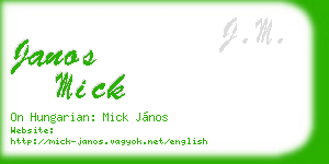 janos mick business card
